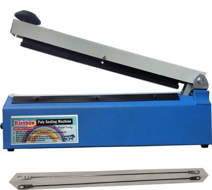 RAINBOW Poly Sealing Machine 12 Inch|Poly bag Sealing Machine | Packing Machine | Heat Sealer / 2 Element 1 Teflon Cloth multi-color |thickness 2 MM (350) MM Hand Held Heat Sealer