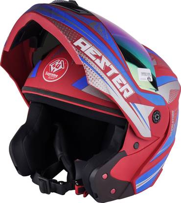 4U SUPREME Aester Red DX 1 blue Motorbike Helmet