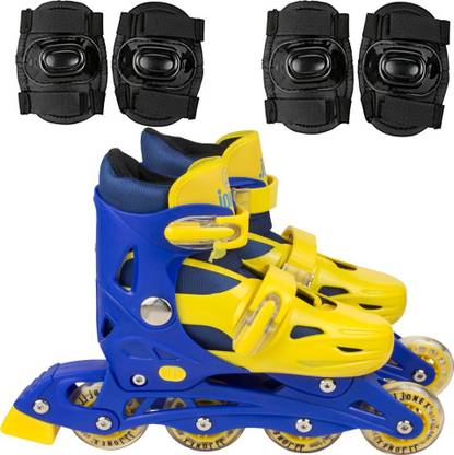 JONEX X-Unisex Inline skate 646 speed Size Medium (35-38) with knee-elbow guard combo Skating Kit