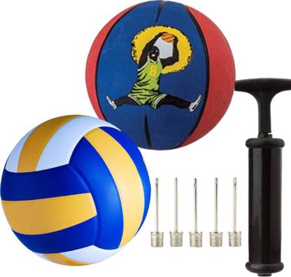R45 Volleyball & Basketball Size 5 Combo set + Pump + Needle 5 Volleyball Kit