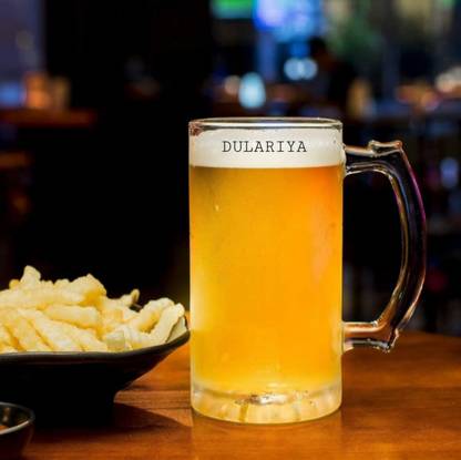 DULARIYA Large Glass Beer Mug Heavy Base Drinking Glass Beer Mug/Juice Mug/Milk Mug/Coffee Mug/Shake Mug (Beer Mug - 500 Ml) Set of 1 Piece Glass Beer Mug
