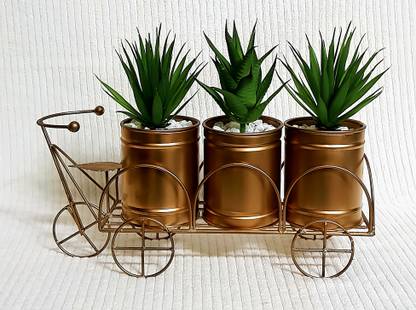 R K Handicrafts Decorative Metal Planter For Home And Garden Decor|Set Of 3 Plant Container Set