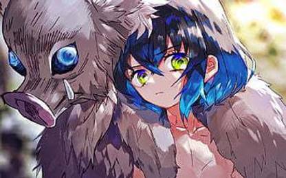 Inosuke Hashibira Monster Demon Hunter Boy With Green Eyes Kimetsu No Yaiba Demon Slaye Matte Finish Poster Paper Print