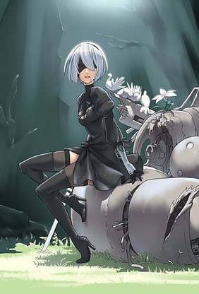 Nier Automata 2B Nier Automata Kawayabug Anime Matte Finish Poster Paper Print