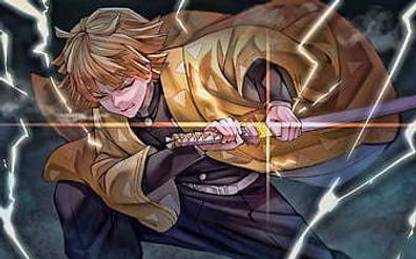 Zenitsu Agatsuma Lightings Demon Hunter Samurai Kimetsu No Yaiba Demon Slayer Sword Man Matte Finish Poster Paper Print