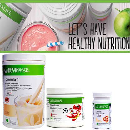 HERBALIFE Formula 1 Nutritional Shake Mix Vanilla And Dinoshake Strawberry & Afresh Lemon Plant-Based Protein