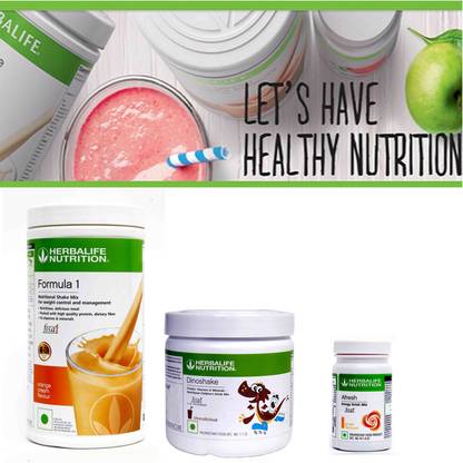 HERBALIFE Formula 1 Nutritional Shake Mix Orange And Dinoshake Chocolate & Afresh Ginger Plant-Based Protein