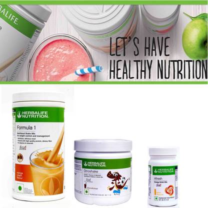 HERBALIFE Formula 1 Nutritional Shake Mix Orange And Dinoshake Chocolate With Afresh Lemon Plant-Based Protein