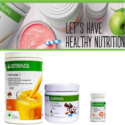 HERBALIFE Formula 1 Nutritional Shake Mix Mango And Dinoshake Chocolate With Afresh Peach Plant-Based Protein