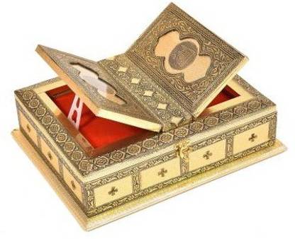 Alpyog Meenakari handcraft muslim kaaba velvet islamic quran sharif reading book storage stand rectangle box Wooden Gold Rehal