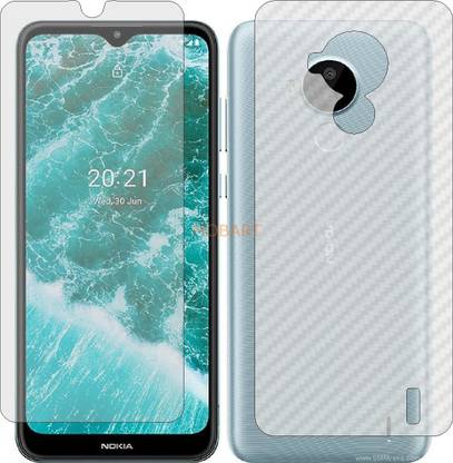 MOBART Front and Back Tempered Glass for NOKIA C30 (Front Matte Finish & Back 3d Carbon Fiber)