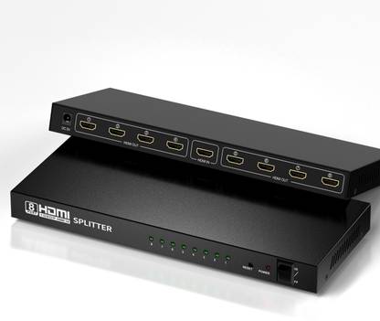 microware HDMI Splitter 1X8, 1 in 8 Out HDMI Port, Supports 3D 4Kx 2K Full HD 1080P, Compatible for TV, Monitor, LED, Projector (Not a Switch) Media Streaming Device