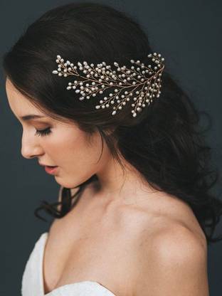 Shivaradhya Designers women's attractive heavy tiara hair vines for girls and women's with free hair and Jura pins Hair Chain