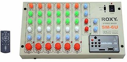 Adiohub Roxy 6 Channel Live Stereo Digital Echo Mixer with USB & BT, 6x MIC Stereo Echo Mixer, Controls: Gain, Eq, Pan, Echo, Fader Digital Sound Mixer