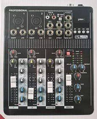 Adiohub 4 Channel Mixing Console Bluetooth Compatible Professional Portable Digital DJ Console w/USB 4 Channel Mixer Audio Interface-Mixing Boards For Studio Recording, Black Digital Sound Mixer