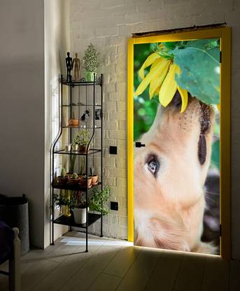 A.T PRINTING SERVICES 76.2 cm 3d cat Door Wallpaper Self Adhesive Sticker