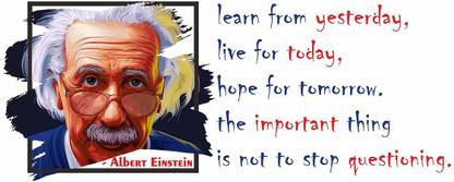 KREEPO 47 cm Greatest Physicist Albert Einstein "Learn from Yesterday....Not to Stop Questioning" Inspirational Quote Wall Sticker_K04 Self Adhesive Sticker