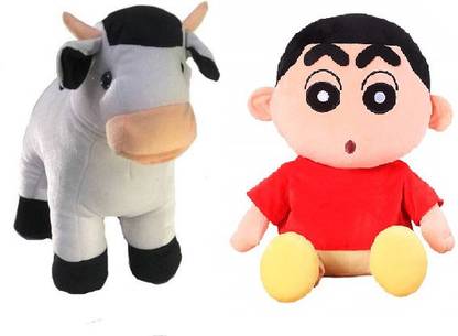 P I SOFT TOYS pi cow + shinchan soft toy for kids , for surprise gift , for party gift , and for many other occasion .  - 30 cm