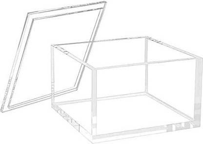 FANASSYY Pack of 1 Decorative acrylic box with lid display box square stackable multi-purpose office and home use acrylic container box storage boxes for home and office home purpose office purpose storage rack tabletop storage Box Vanity Box