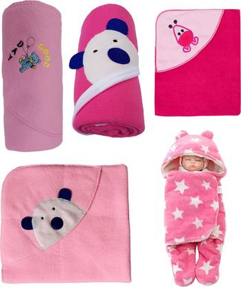 NAMAN Embroidered Crib Hooded Baby Blanket for  AC Room