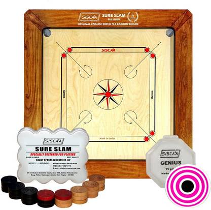 siscaa Bulldog Sure Slam Natural Carrom Board 28mm 94 cm Carrom Board