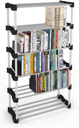 Trendy Cady Premium Metal Stackable and Durable Multipurpose Rack (Black) (6 Shelves) Metal Open Book Shelf