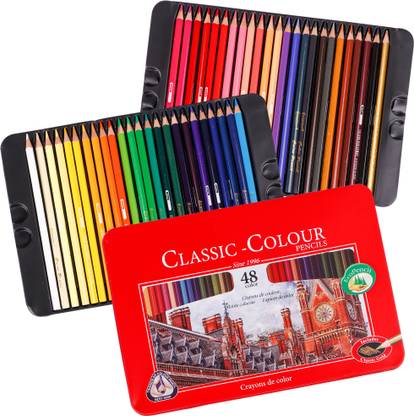 Zest 4 Toyz 48 Pcs Colouring Pencils Colorful Soft Wax Pencil 48 Shades Colors Art Craft Drawing Beginners , Professional Color Kit for Artists Kids Students Children ( 48 Shades Pencil Colors Set) Triangular Shaped Color Pencils