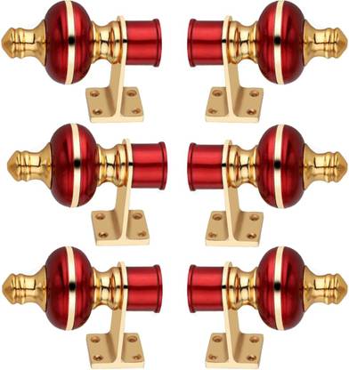 Crezx Brown, Gold Rod Rail Bracket, Curtain Knobs, Curtain Hooks, Tassels, Curtain Rods Metal