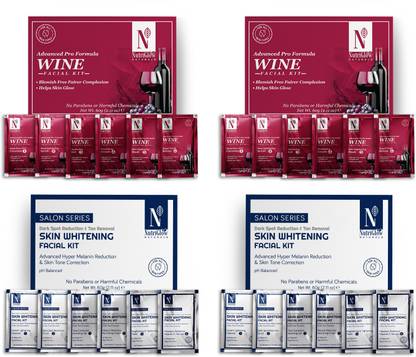 NutriGlow NATURAL'S Advanced Pro Formula 2 Wine Facial Kit & 2 Skin Whitening Facial Kit 60gm