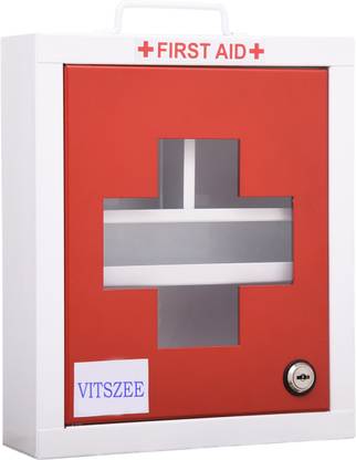 VITSZEE Heavy Quality Metal Emergency First Aid Kit Box | Emergency Medical Box First Aid Box for Home , School , Office/Wall Mount | Multi Compartment | multipurpose uses | red-white color | Medical Box Transparent First Aid Box,Family Emergency Kit Medicine Storage Organizer Box Portable Medicine Storage | First Aid Kit
