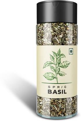 Sprig Basil Herb | Basil Seasoning for Italian Cuisine| Basil Spice Sprinkler | Basil Flakes for Pizzas & Pastas | Make Basil Pesto | Crushed Basil Leaves for Cooking | No Preservatives No MSG | 7gm