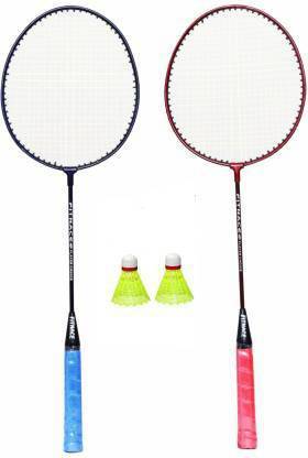 SSB Sports BADMINTON PACK OF 2 LIGHT WEIGHT SINGLE SHAFT WITH 2 FREE SHUTTLES Cock Kit Badminton Kit