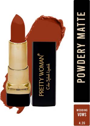 pretty woman Color Splash Glossy Vibrant Finish Rust Red Lipstick Wedding Vows Shade 13, 4.2G