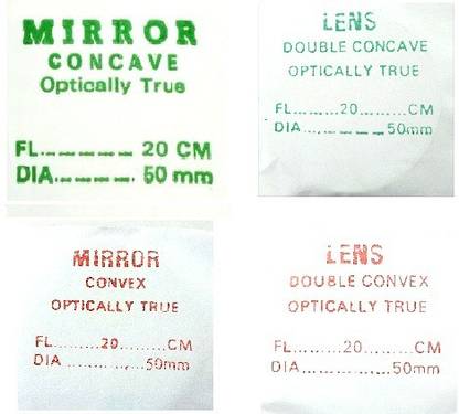 Comet Double Convex and Concave Lens with Convex and Concave Mirror - Set of 4 - Dia: 50mm - Focal Length: 20cm 50mm Glass Lens