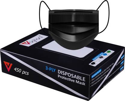 Vaghani 3 Ply Surgical Mask 3 Ply Black Surgical Mask Non-Reusable Surgical Mask