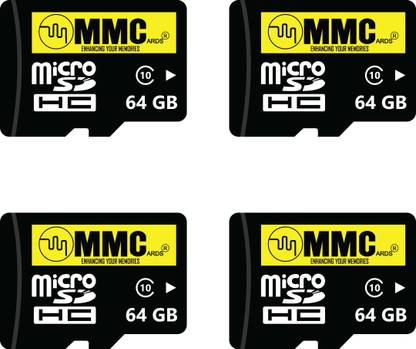 MMC MMC 64GB Memory card Pack of 4 64 GB MicroSD Card Class 10 15 MB/s  Memory Card