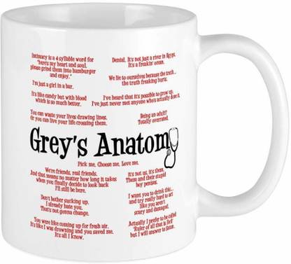 SNV Grey's Anatomy Quotes Ceramic Coffee Tea Milk D Shape Handle (350ml, 111368 Ceramic Coffee Mug