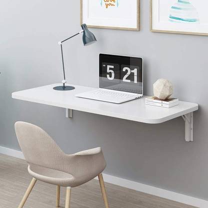 WOOD WELL Wall Mounted Floating Folding Table, Solid Wood Dining Table Study Table Wooden Desk for Office Home Kitchen Solid Wood Study Table