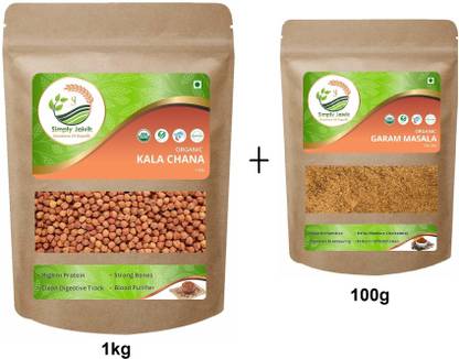 Simply Jaivik Kala Chana 2000 Gram Organic - Kala Chana With 100 gram Garam Masala Combo