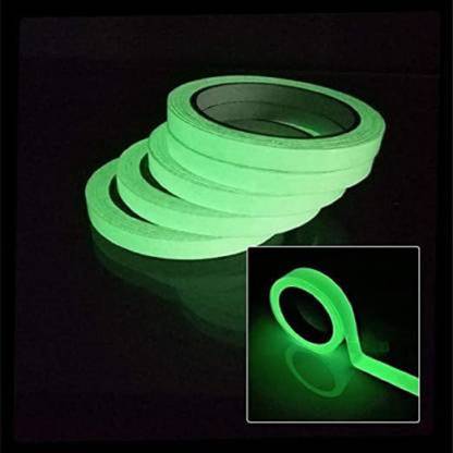 Auslese Glow in The Dark Tape Radium Glow-in-The-Dark Luminous Photoluminescent/Luminescent Emergency roll Safety Egress Markers Stairs, Walls, Steps, exit Sign (18mm x 5 Meter) 18 mm x 5 m Green Reflective Tape (Pack of 5) 10 mm x 4 m Green Reflective Tape