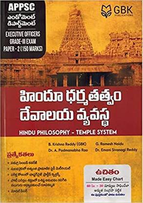 APPSC Endowment Department Grade III Paper - II Hindu Philosophy - Temple System [ TELUGU MEDIUM ]