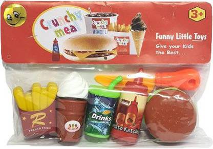 QUIRKY HOMEZ Fast Food Lunch Play Burger Set Toy for Kids Restaurant Role Pretend (QH-0016)