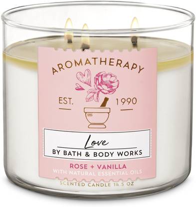 Bath and Body Works Aromatherapy ROSE VANILLA 3-Wick Candle Candle