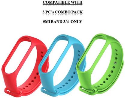MOBISINGH 3Pc Combo Pack Smart Band Strap For Xiaomi Mi Band 3 & Mi Band 4(Not For Mi 1/2) Smart Band Strap