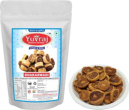 Yuvraj Food Product Bhakarwadi Snacks ( Butter , Garlic , Regular ) ( 300 Gm x 3 ) combo pack