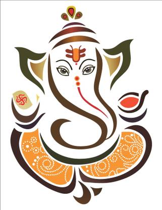 K2A Studio 63 cm beautiful multicolour lord ganesh ji wall sticker (45X63 cm) Self Adhesive Sticker