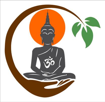 K2A Studio 73 cm abstract lord buddha maditation wall sticker (75X73 cm) Self Adhesive Sticker