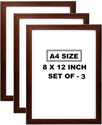 MAANSARU A4 SIZE WOODEN PHOTO FRAME(SET OF 3)Synthetic Wood and Glass Photo Frame (BROWN, 12X8 Inches) Pack of 3