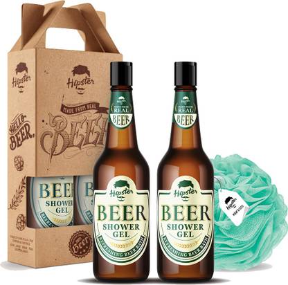 HIPSTER Body Wash Shower Gel 500ml With Loofah Combo | Beer Shower Gel Body Wash