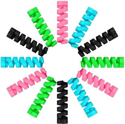 YTM PACK OF 2 (8 Pcs) Spiral Charger Cable Protector Data Cable Saver Charging Cord Plastic Flexible Straps Cable Tie